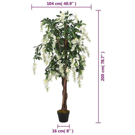 Glycine artificielle bois vert et blanc 200 cm - PANGIVO - Image 5