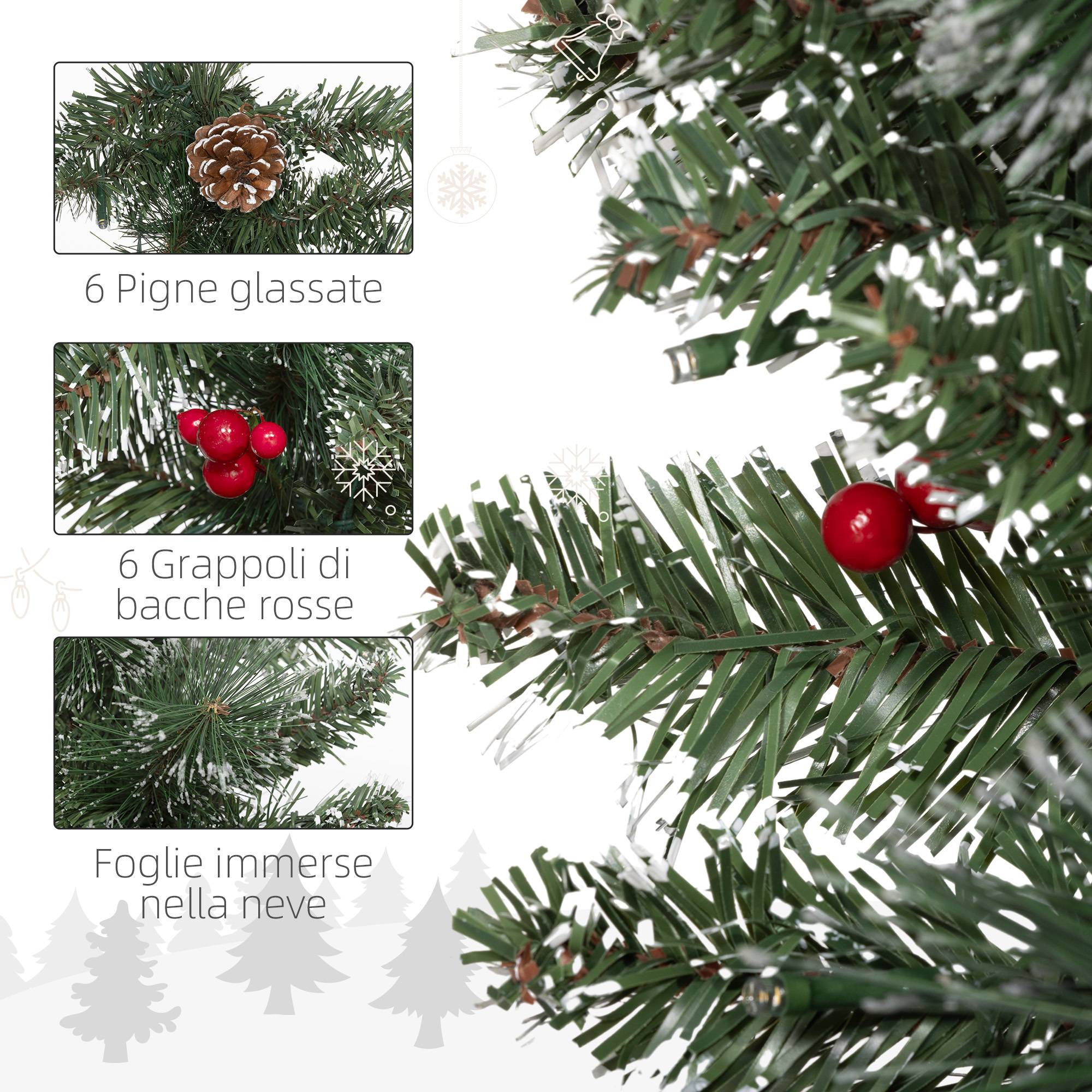 Guirlande de Noël avec 50 lumières LED blanches et décorations, en plastique et métal, 180 x 30 x 30 cm, verte - Image 9