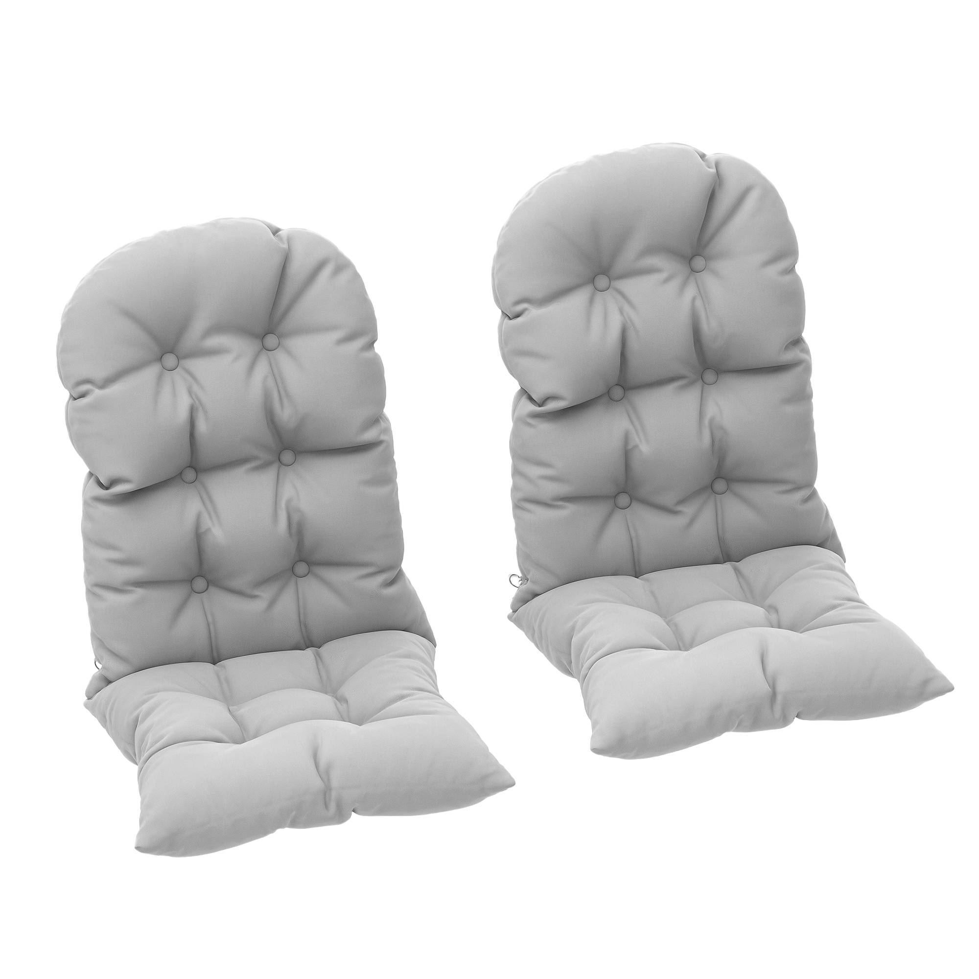 Lot de 2 coussin de siège pour chaise Adirondack avec attaches sécurisées, design capitonné doux et épais, gris clair - Image 1