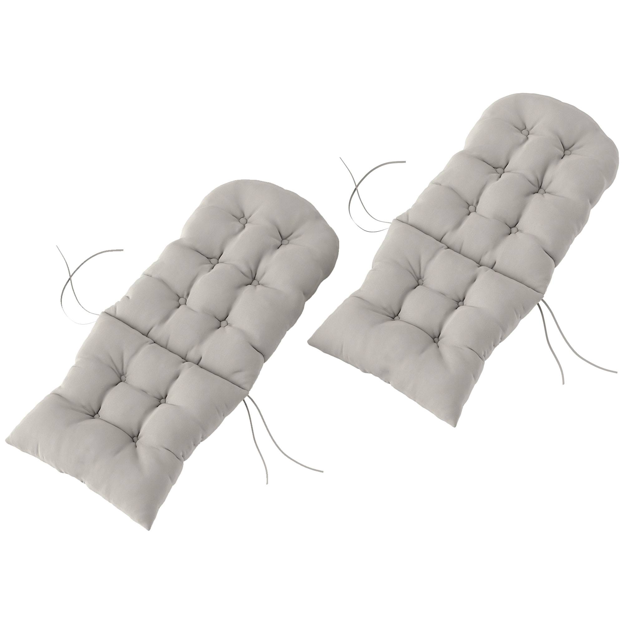 Lot de 2 coussin de siège pour chaise Adirondack avec attaches sécurisées, design capitonné doux et épais, gris clair - Image 2