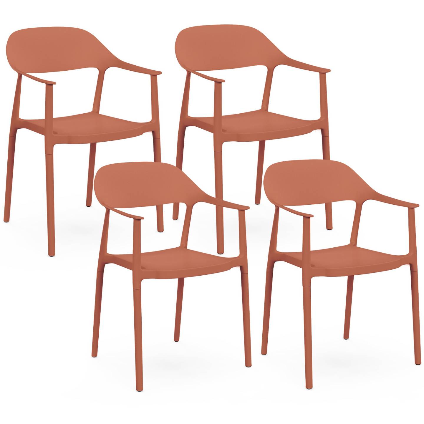IDMARKET - Lot de 4 chaises de jardin empilables SUZON en polypropylène terracotta - Image 2