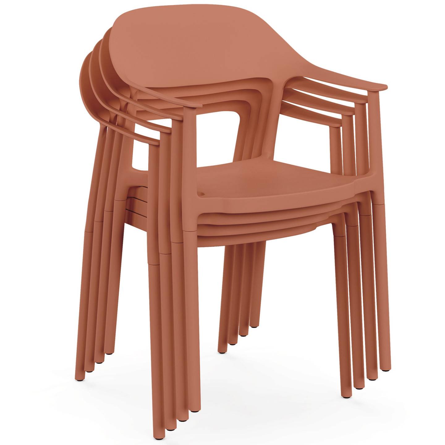 IDMARKET - Lot de 4 chaises de jardin empilables SUZON en polypropylène terracotta - Image 4