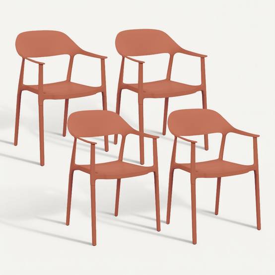 IDMARKET - Lot de 4 chaises de jardin empilables SUZON en polypropylène terracotta - Image 8
