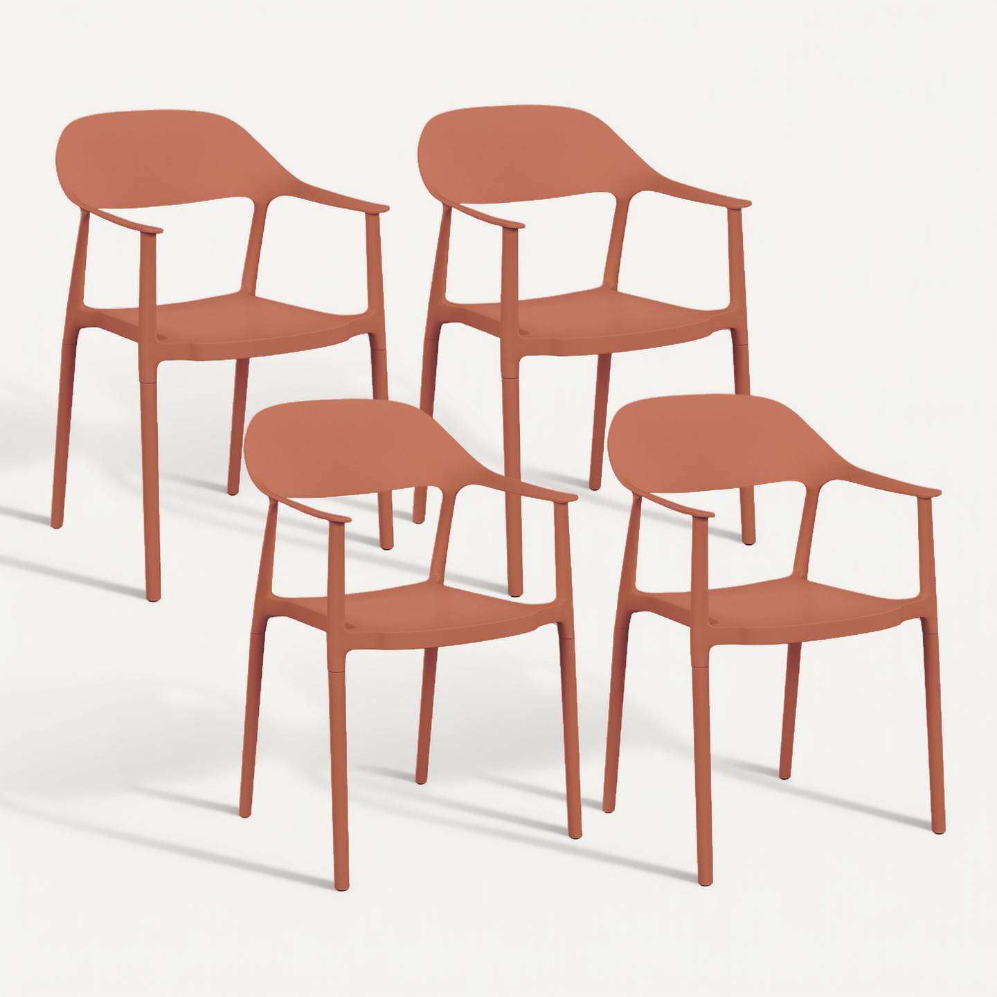 IDMARKET - Lot de 4 chaises de jardin empilables SUZON en polypropylène terracotta - Image 8