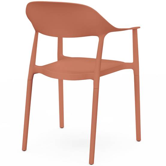 IDMARKET - Lot de 4 chaises de jardin empilables SUZON en polypropylène terracotta - Image 5