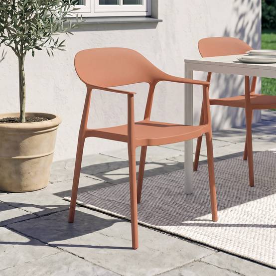 IDMARKET - Lot de 4 chaises de jardin empilables SUZON en polypropylène terracotta - Image 1