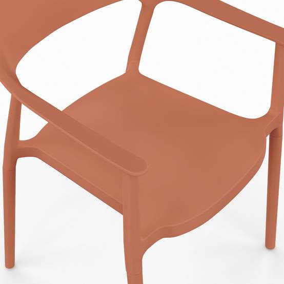IDMARKET - Lot de 4 chaises de jardin empilables SUZON en polypropylène terracotta - Image 7
