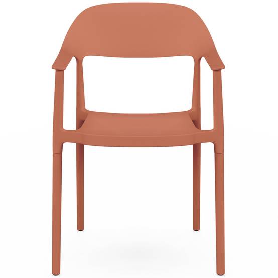 IDMARKET - Lot de 4 chaises de jardin empilables SUZON en polypropylène terracotta - Image 3