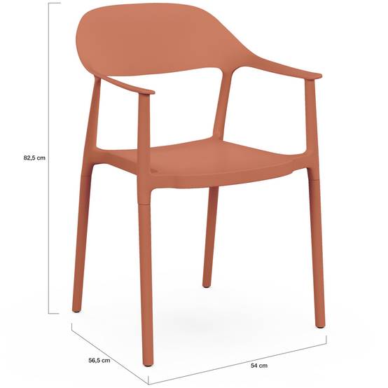 IDMARKET - Lot de 4 chaises de jardin empilables SUZON en polypropylène terracotta - Image 6