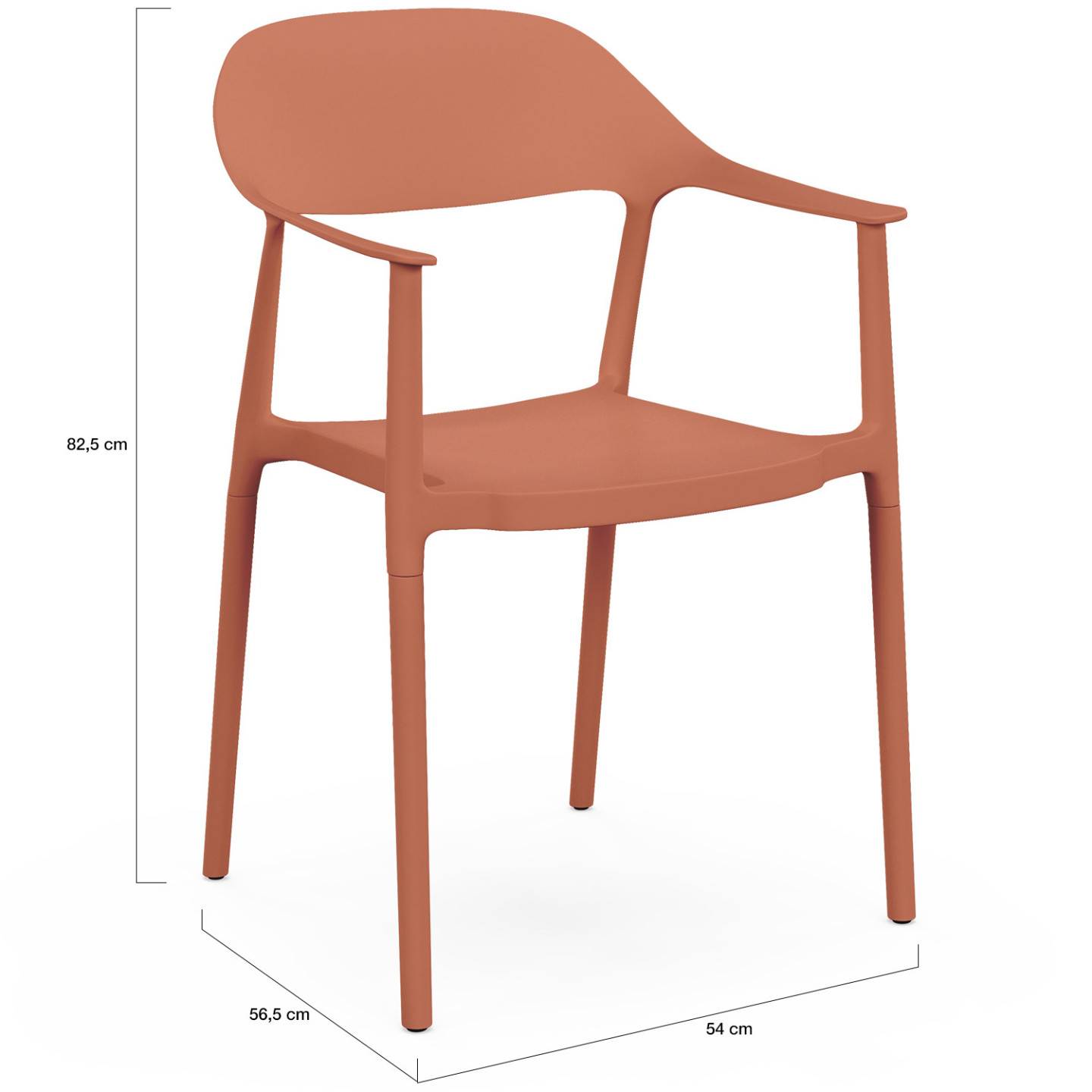 IDMARKET - Lot de 4 chaises de jardin empilables SUZON en polypropylène terracotta - Image 6