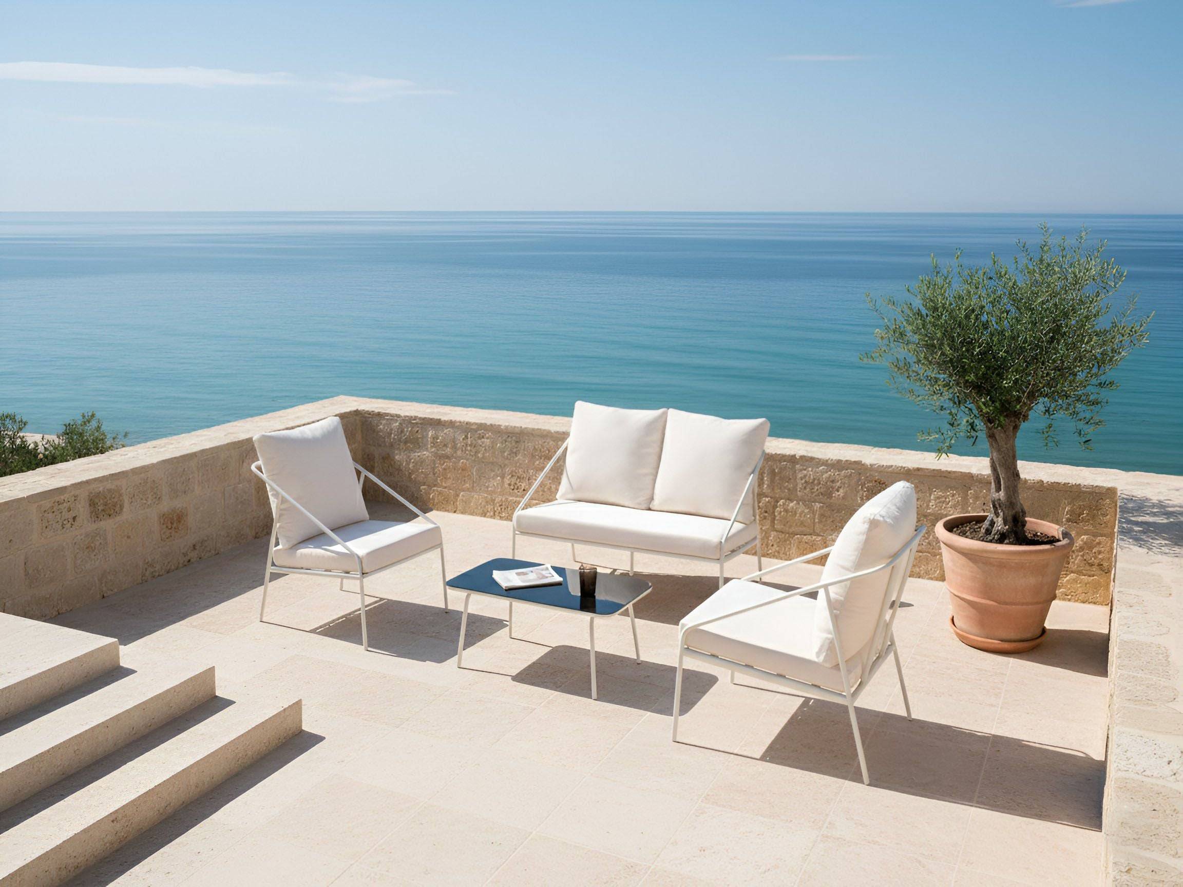 Beliani - Set de jardin, 4 Personnes Acier Blanc USTICA - Beliani - Image 1