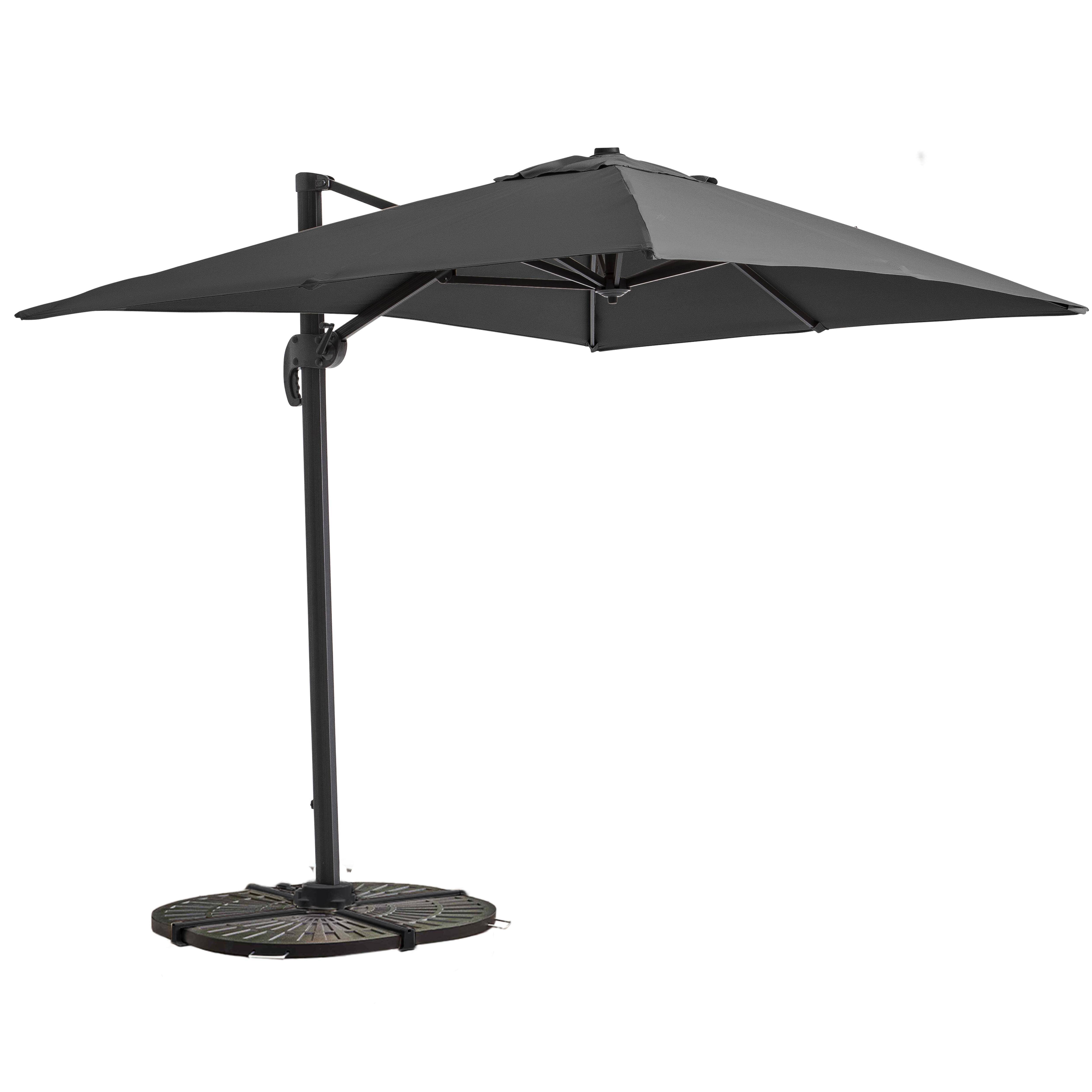 Oviala - Parasol déporté inclinable et rotatif 2x3 m et 4 dalles lestées gris Amalya - Oviala - Image 1