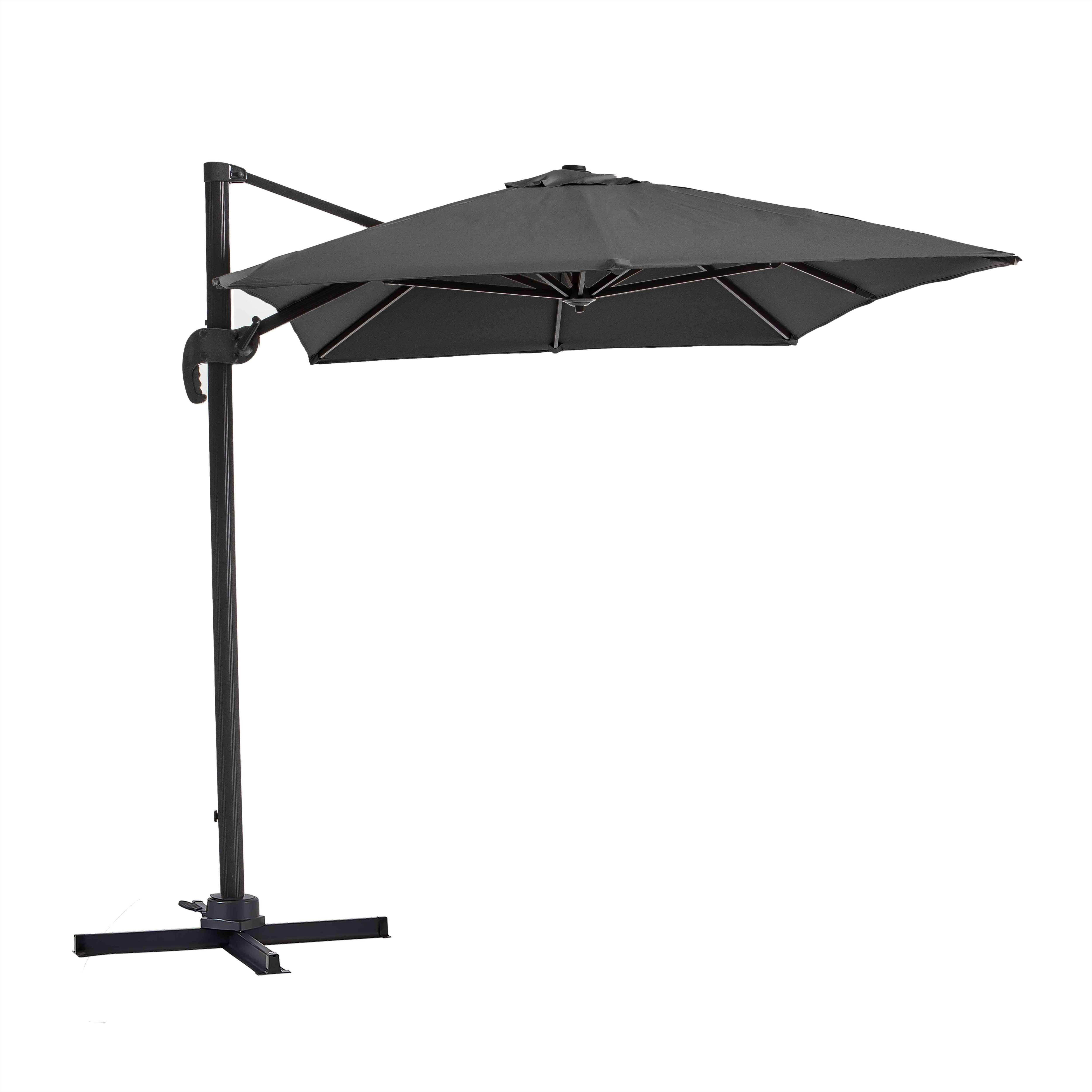Oviala - Parasol déporté inclinable et rotatif 2x3 m et 4 dalles lestées gris Amalya - Oviala - Image 3