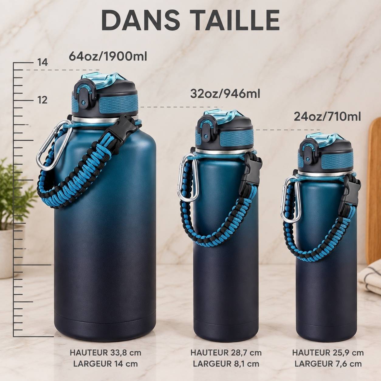 Bouteille Isotherme Acier Inox Double Paroi 1,9 L Étanche Sans BPA Garde Froid 48h - Image 6