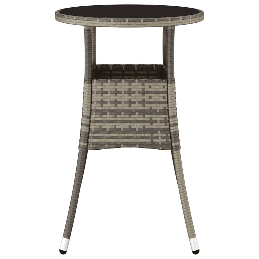ComfortXL - Table de Jardin Ronde 2 Personnes Ø60 cm Grise, Structure en Résine Tressée et Plateau Verre Sécurit – ComfortXL Outdoor Living - Image 3