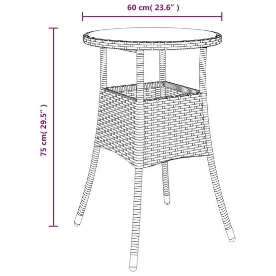 ComfortXL - Table de Jardin Ronde 2 Personnes Ø60 cm Grise, Structure en Résine Tressée et Plateau Verre Sécurit – ComfortXL Outdoor Living - Image 6