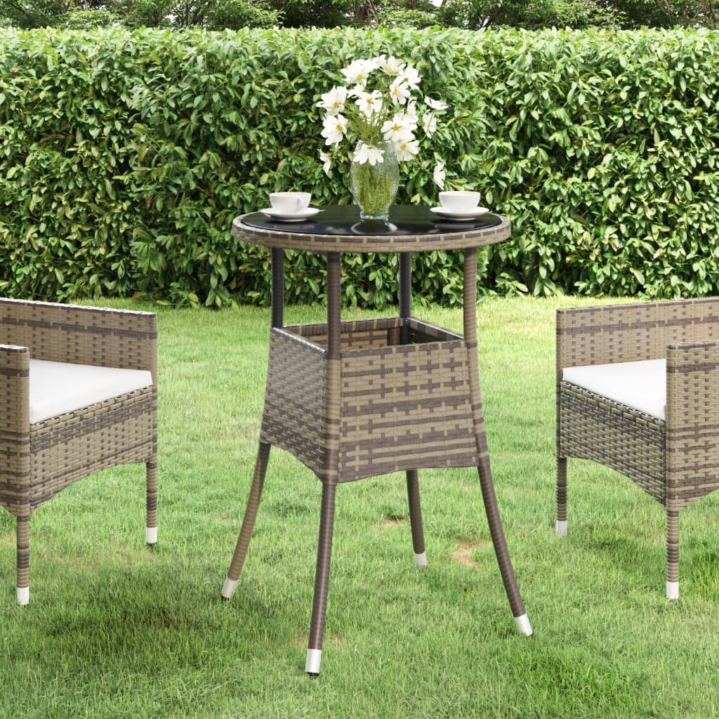 ComfortXL - Table de Jardin Ronde 2 Personnes Ø60 cm Grise, Structure en Résine Tressée et Plateau Verre Sécurit – ComfortXL Outdoor Living