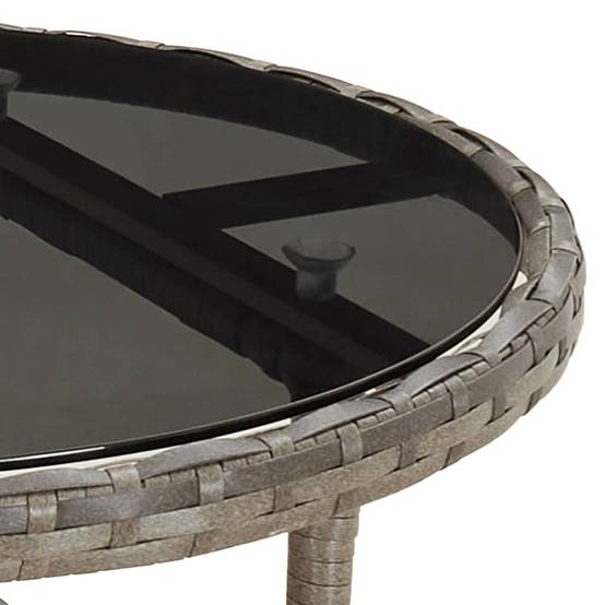 ComfortXL - Table de Jardin Ronde 2 Personnes Ø60 cm Grise, Structure en Résine Tressée et Plateau Verre Sécurit – ComfortXL Outdoor Living - Image 5