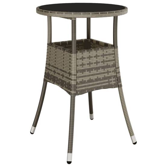 ComfortXL - Table de Jardin Ronde 2 Personnes Ø60 cm Grise, Structure en Résine Tressée et Plateau Verre Sécurit – ComfortXL Outdoor Living - Image 2