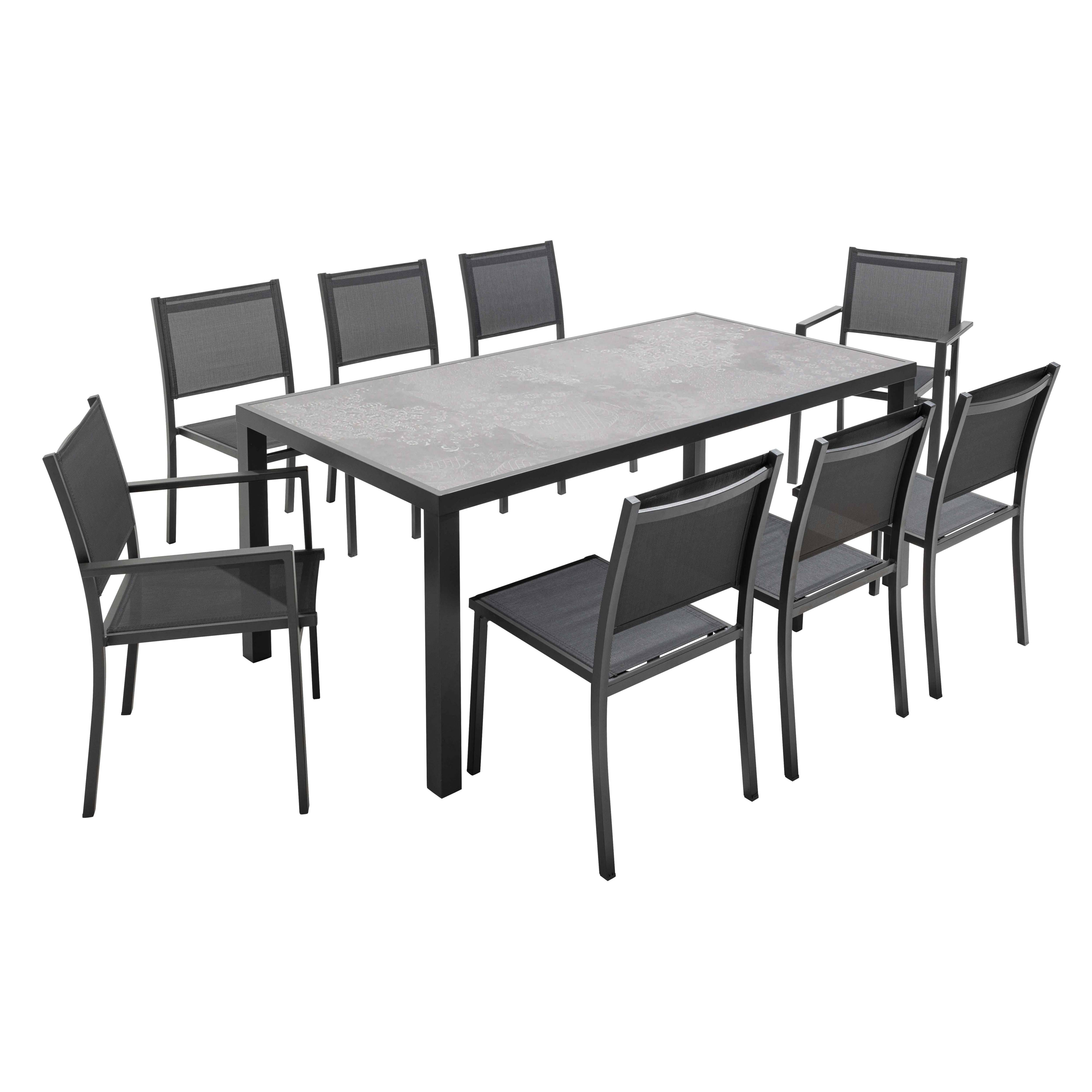 Oviala - Table de jardin en céramique effet stamp 8 places 185 cm - Oviala - Image 5