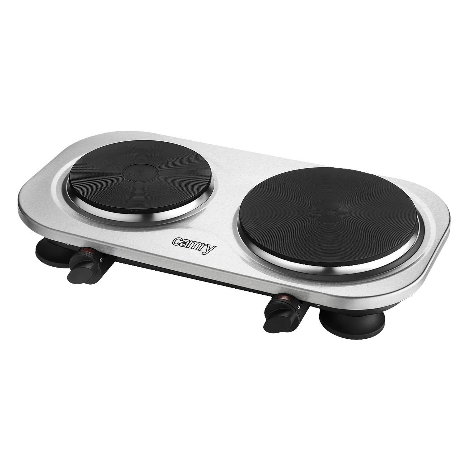 Plaque de cuisson électrique CR6511 - 2 feuX noir - 2500W - 185 mm - 155mm -Pieds antidérapants CR6511 - Image 1