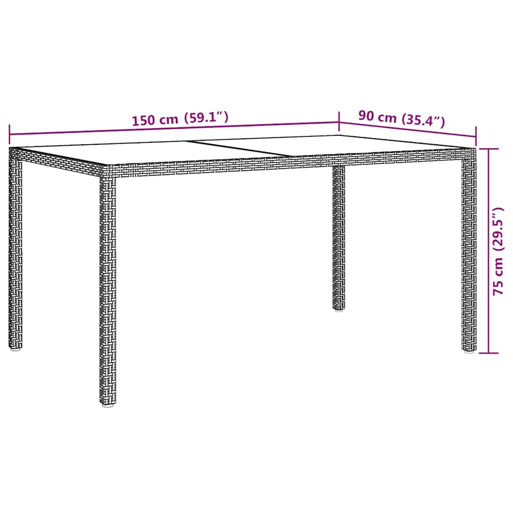 PANGIVO - Table de jardin verre trempé et poly rotin gris 150 x 90 x 75 cm, Poids :28.4kg - PANGIVO - Image 7