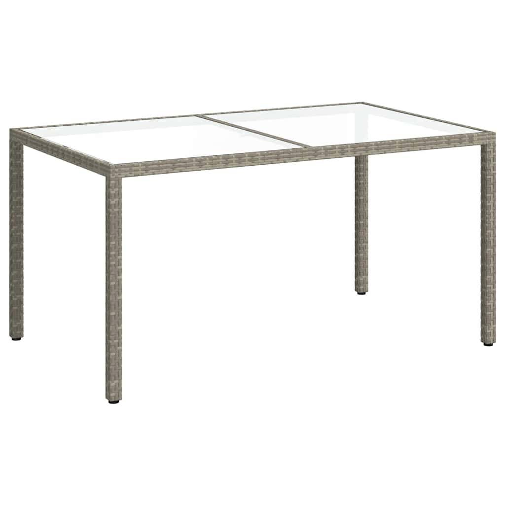 PANGIVO - Table de jardin verre trempé et poly rotin gris 150 x 90 x 75 cm, Poids :28.4kg - PANGIVO - Image 2