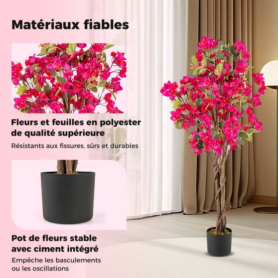 Bougainvillier artificiel tronc naturel tressé H 150 cm 264 feuilles Bougainvillier artificiel tronc naturel tressé H 150 cm 264 feuilles