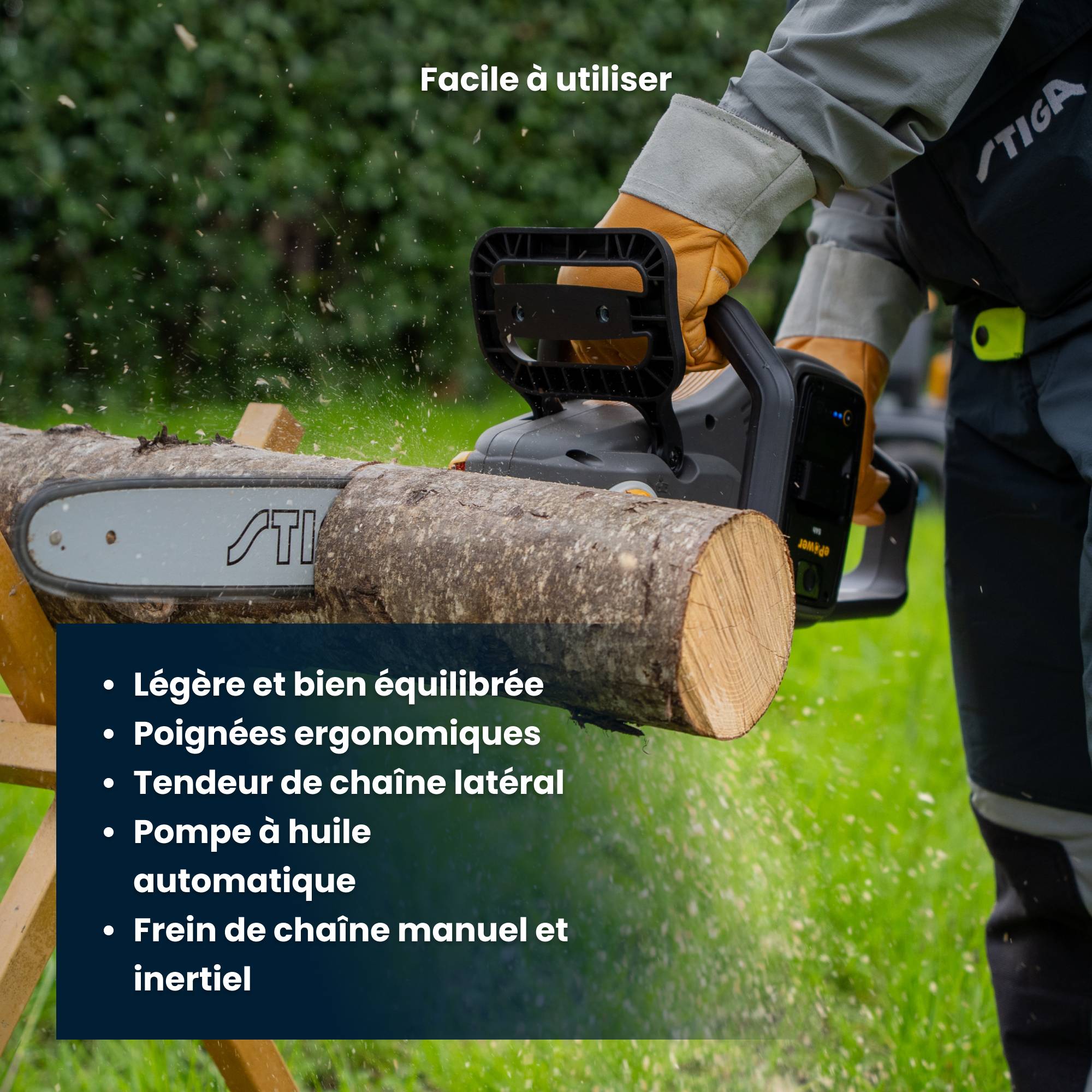 Stiga - Tronçonneuse CS 700e, 48V, 1.2 kW moteur brushless, chaîne PX, sécurité inertielle - STIGA - Image 4