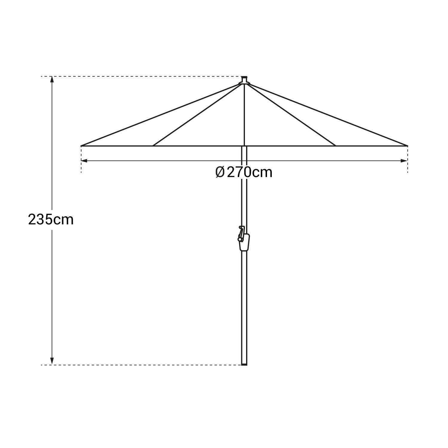Parasol droit HAPUNA rond 2,70m de diamètre gris - HAPPY GARDEN - Image 4