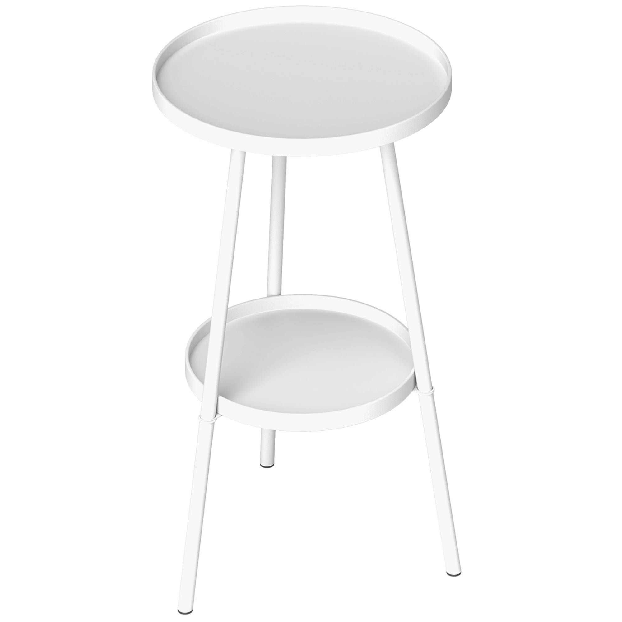 Table blanche 2 niveaux rebords surélevés Ø32x51cm intérieur extérieur - Image 2