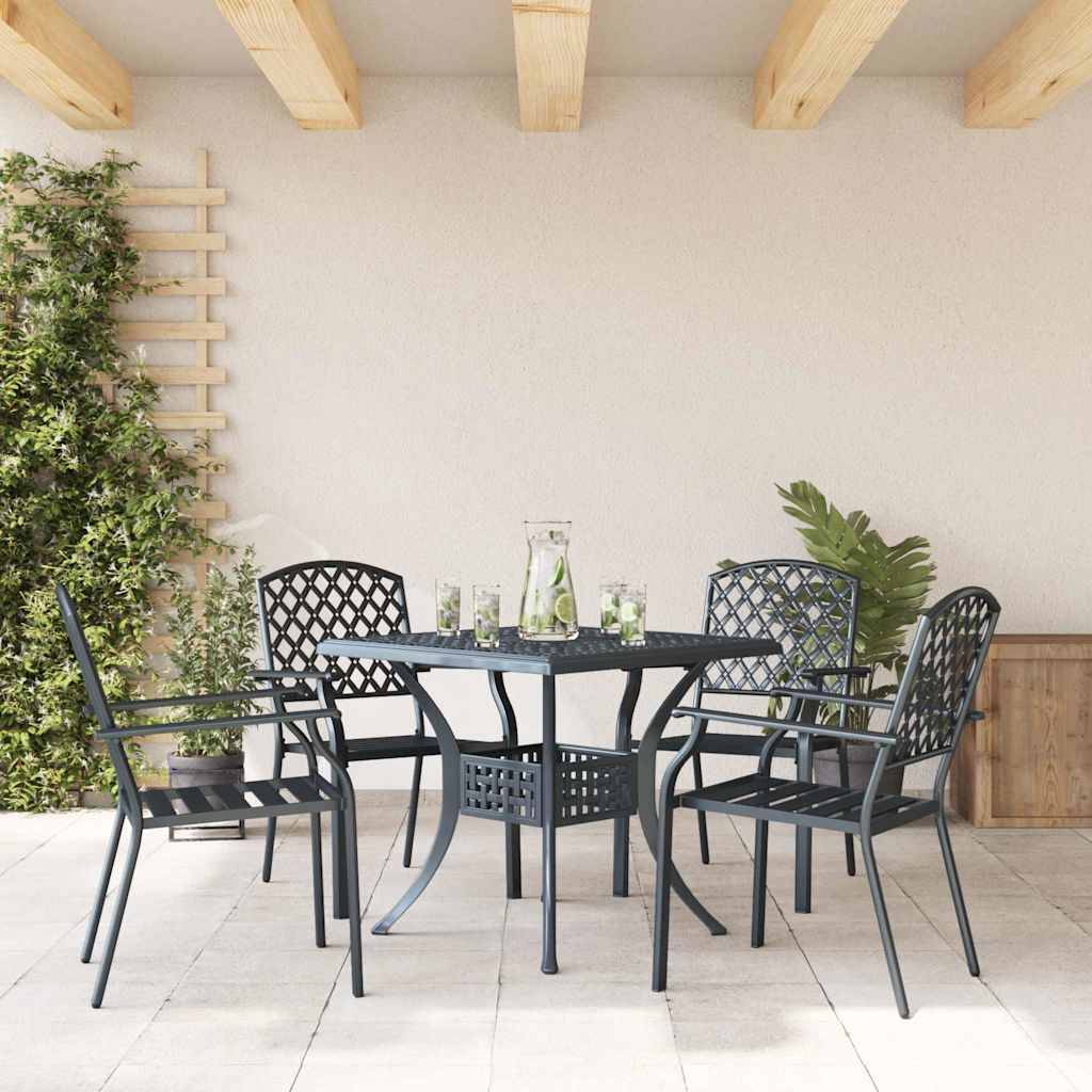 Chaise de jardin acier anthracite 56 x 65 x 89 cm lot de 4 - PANGIVO - Image 3