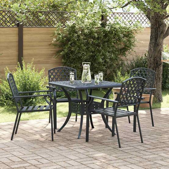 Chaise de jardin acier anthracite 56 x 65 x 89 cm lot de 4 - PANGIVO - Image 1