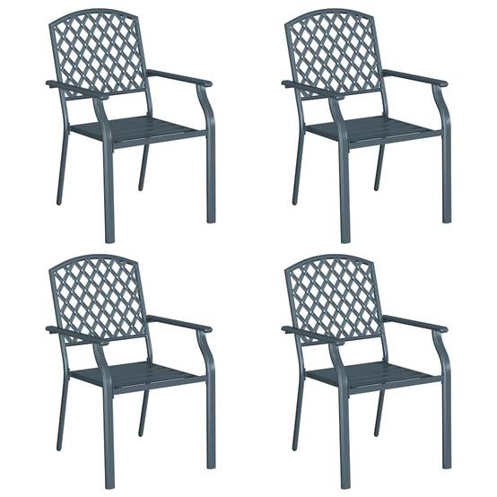 Chaise de jardin acier anthracite 56 x 65 x 89 cm lot de 4 - PANGIVO - Image 2