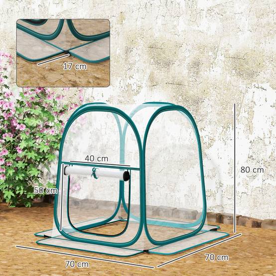 Mini serre de jardin pop-up transparente PVC pour semis et balcon 70x70cm - ComfortXL Outdoor Living - Image 5