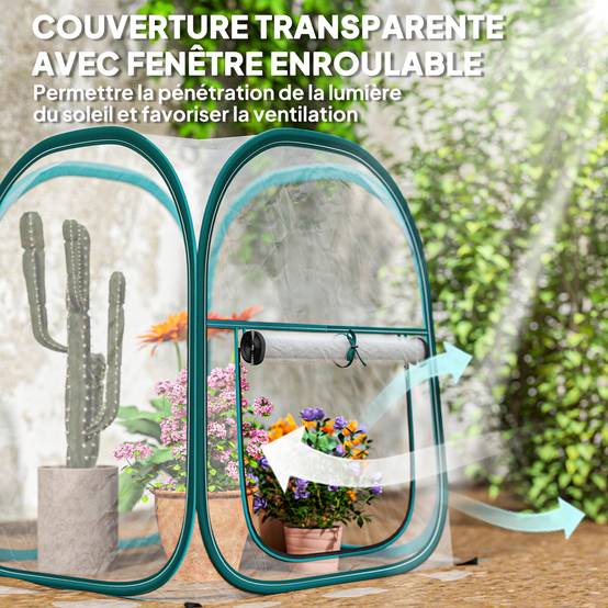 Mini serre de jardin pop-up transparente PVC pour semis et balcon 70x70cm - ComfortXL Outdoor Living - Image 7
