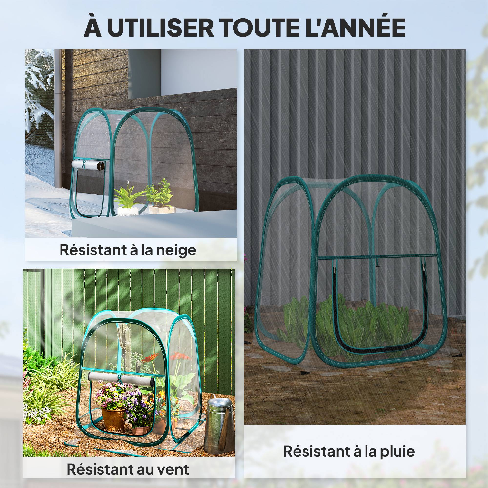 Mini serre de jardin pop-up transparente PVC pour semis et balcon 70x70cm - ComfortXL Outdoor Living - Image 9