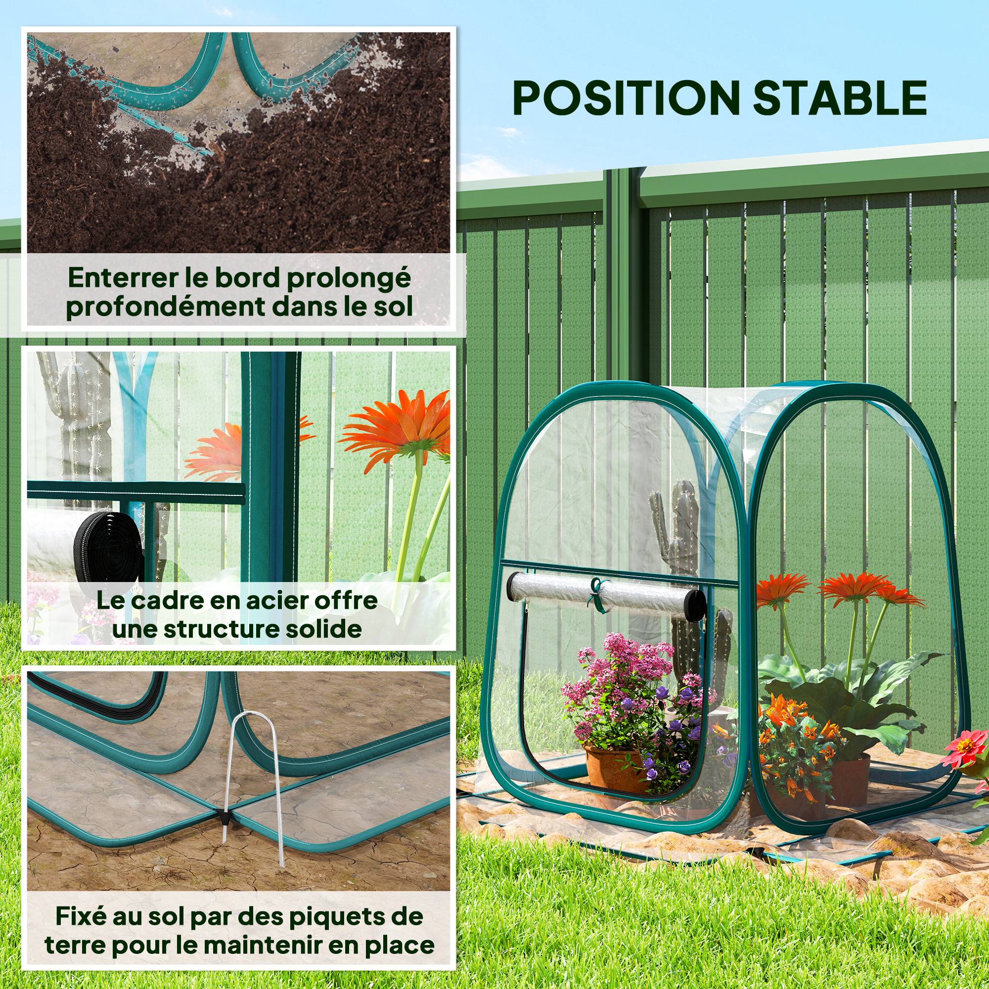 Mini serre de jardin pop-up transparente PVC pour semis et balcon 70x70cm - ComfortXL Outdoor Living - Image 8