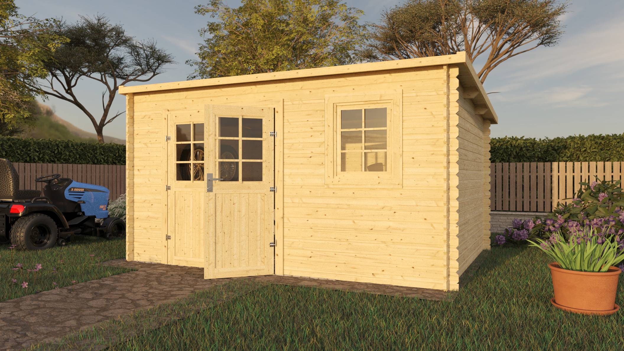 Eden Partenaire Jardin - Abri de jardin en bois mono pente de 10m² (3m98x2m48) - Image 3