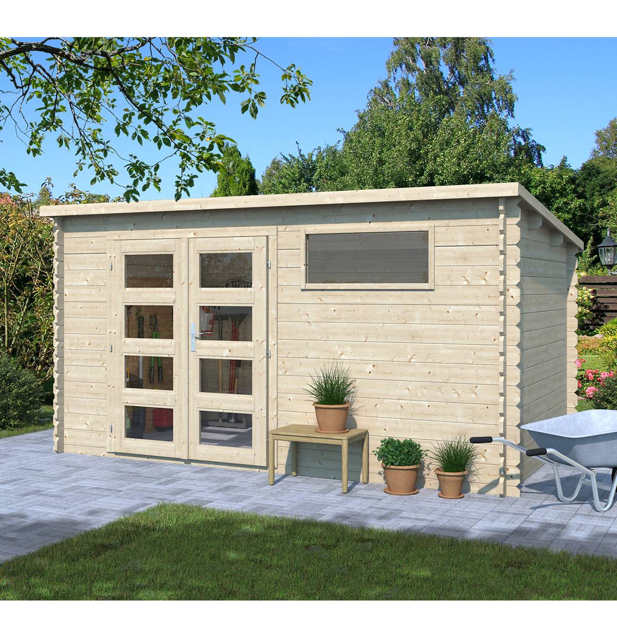 Eden Partenaire Jardin - Abri de jardin en bois mono pente de 10m² (3m98x2m48) - Image 2