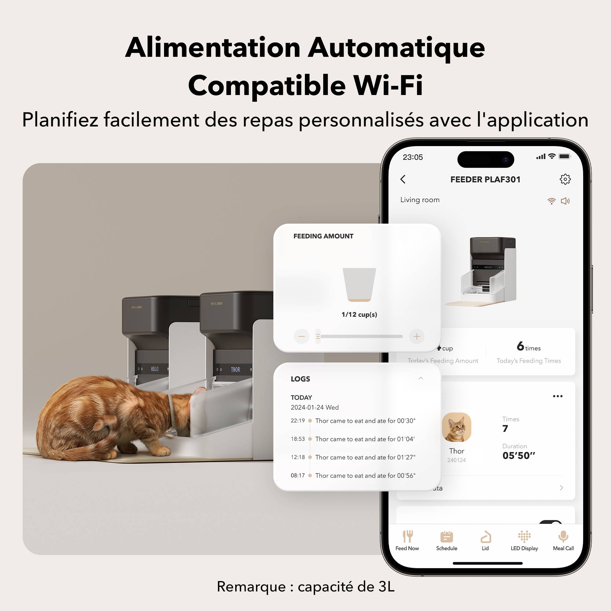 Distributeur automatique de croquettes RFID One pour chat et chien - Petlibro - Image 4