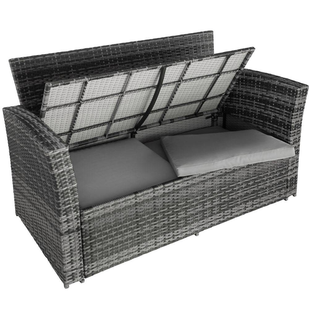 Helloshop26 - Salon de jardin rotin résine tressé synthétique 4 places avec housse de protection gris - Image 4