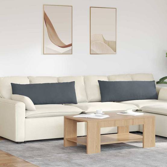 Coussins de Canapé (x2) Velours Côtelé Doux Grande Taille pour Salon Gris Foncé 120x40 cm – ComfortXL Outdoor Living - Image 1