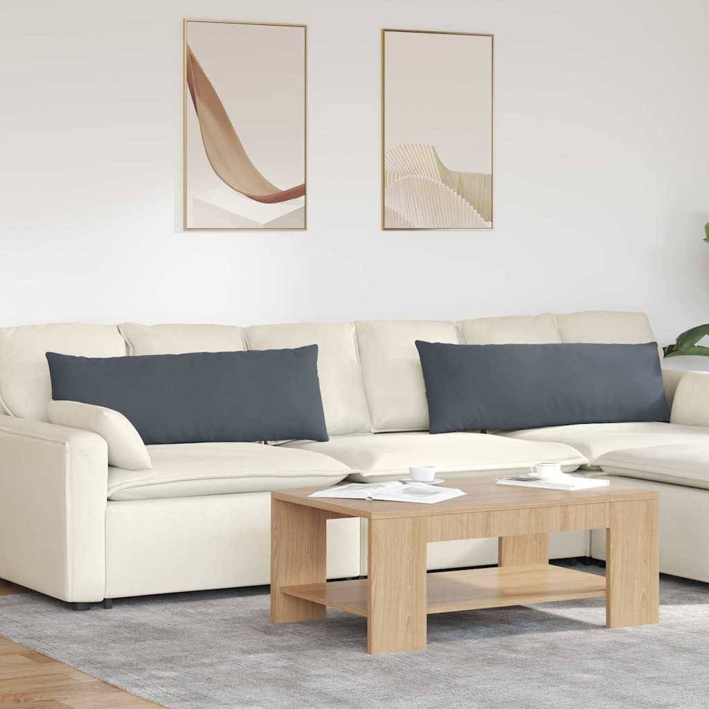 Coussins de Canapé (x2) Velours Côtelé Doux Grande Taille pour Salon Gris Foncé 120x40 cm – ComfortXL Outdoor Living - Image 1