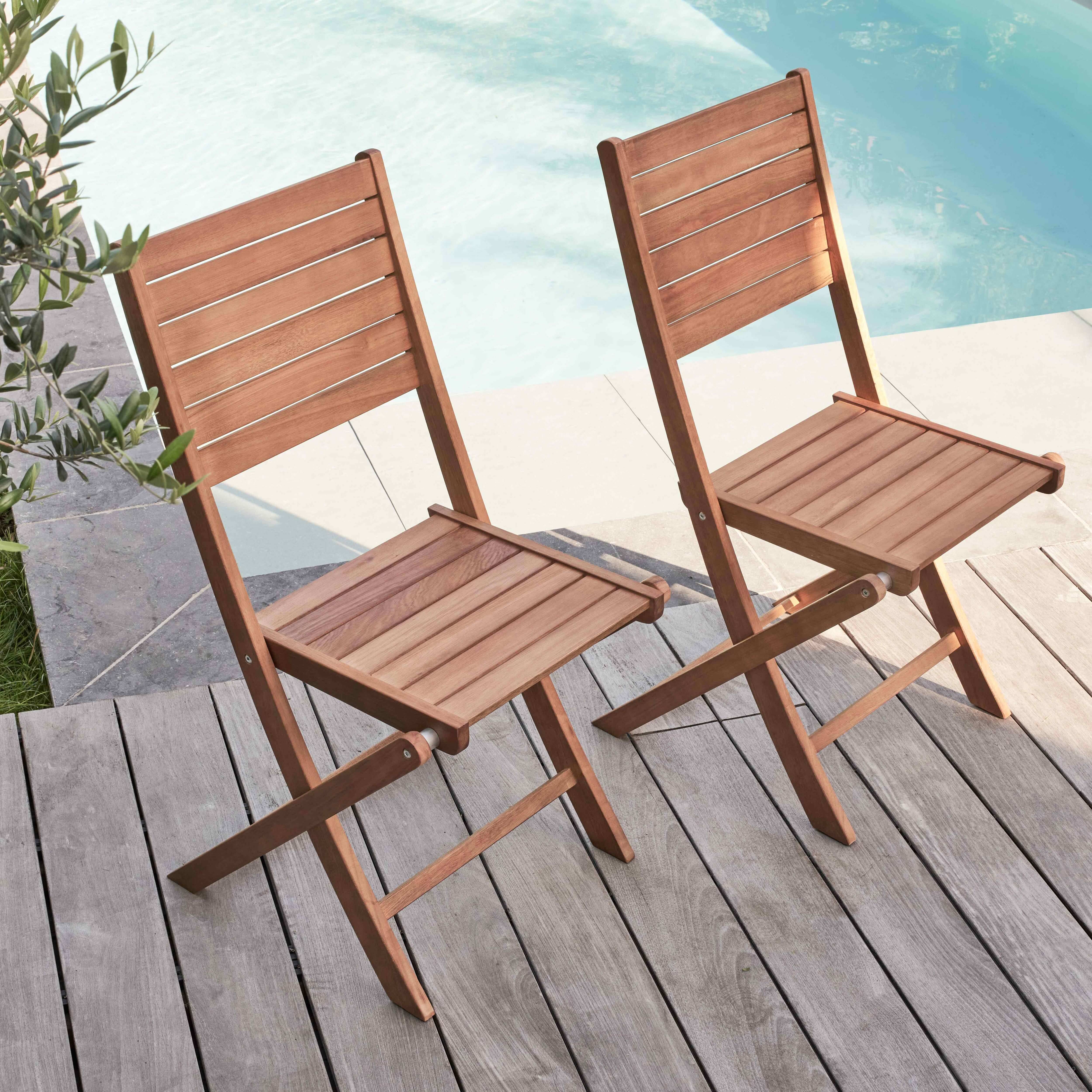 Oviala - Table de jardin extensible en bois 200/300 cm et 10 chaises pliantes Canet - Oviala - Image 6