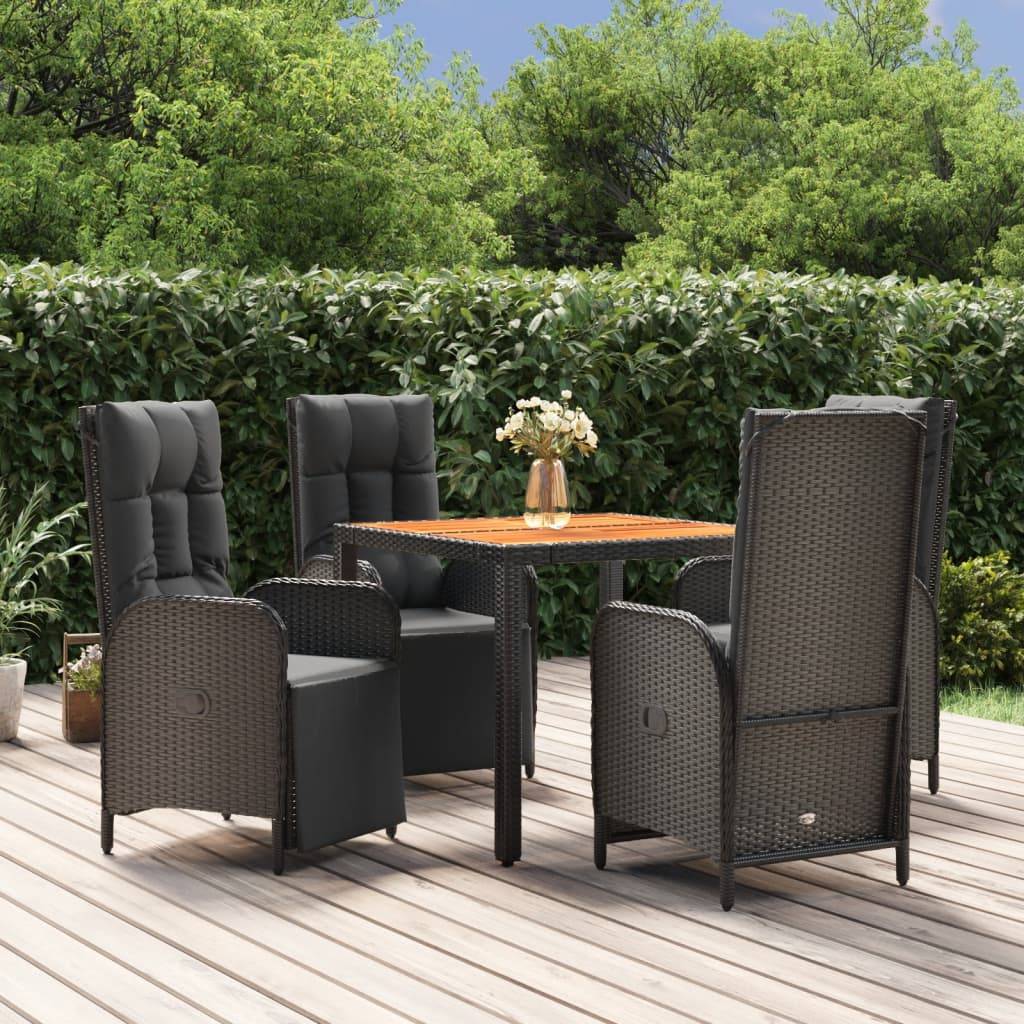 Vidaxl - Ensemble à manger de jardin coussins 5pcs Noir Résine tressée vidaXL 3185075 - Image 1