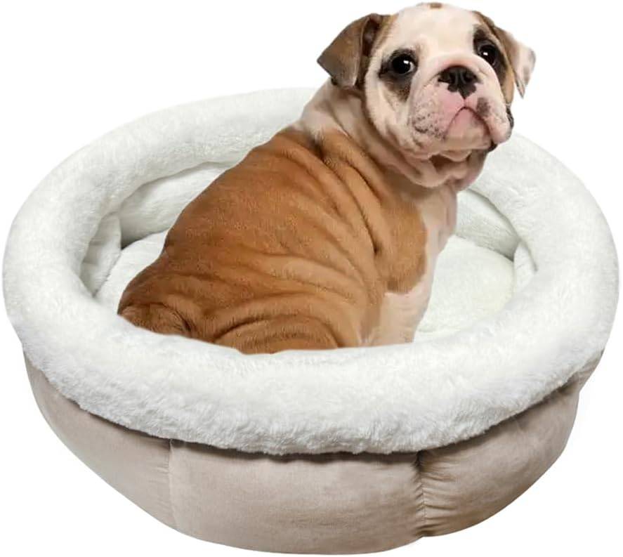 Lit Donut pour Chiens et Chats 60 x 60 x 23 cm Marron Clair
