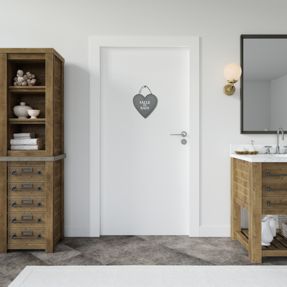 Plaque de porte décorative coeur vintage salle de bain fer gris 13cm Chemin de campagne - Image 2