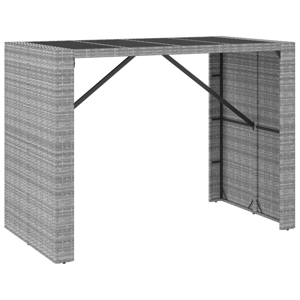 Helloshop26 - Ensemble de bar de jardin 7 pièces avec coussins gris poly rotin - Image 4
