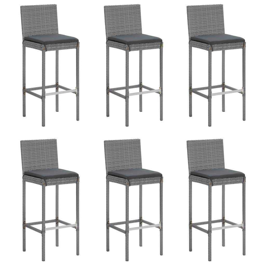 Helloshop26 - Ensemble de bar de jardin 7 pièces avec coussins gris poly rotin - Image 2